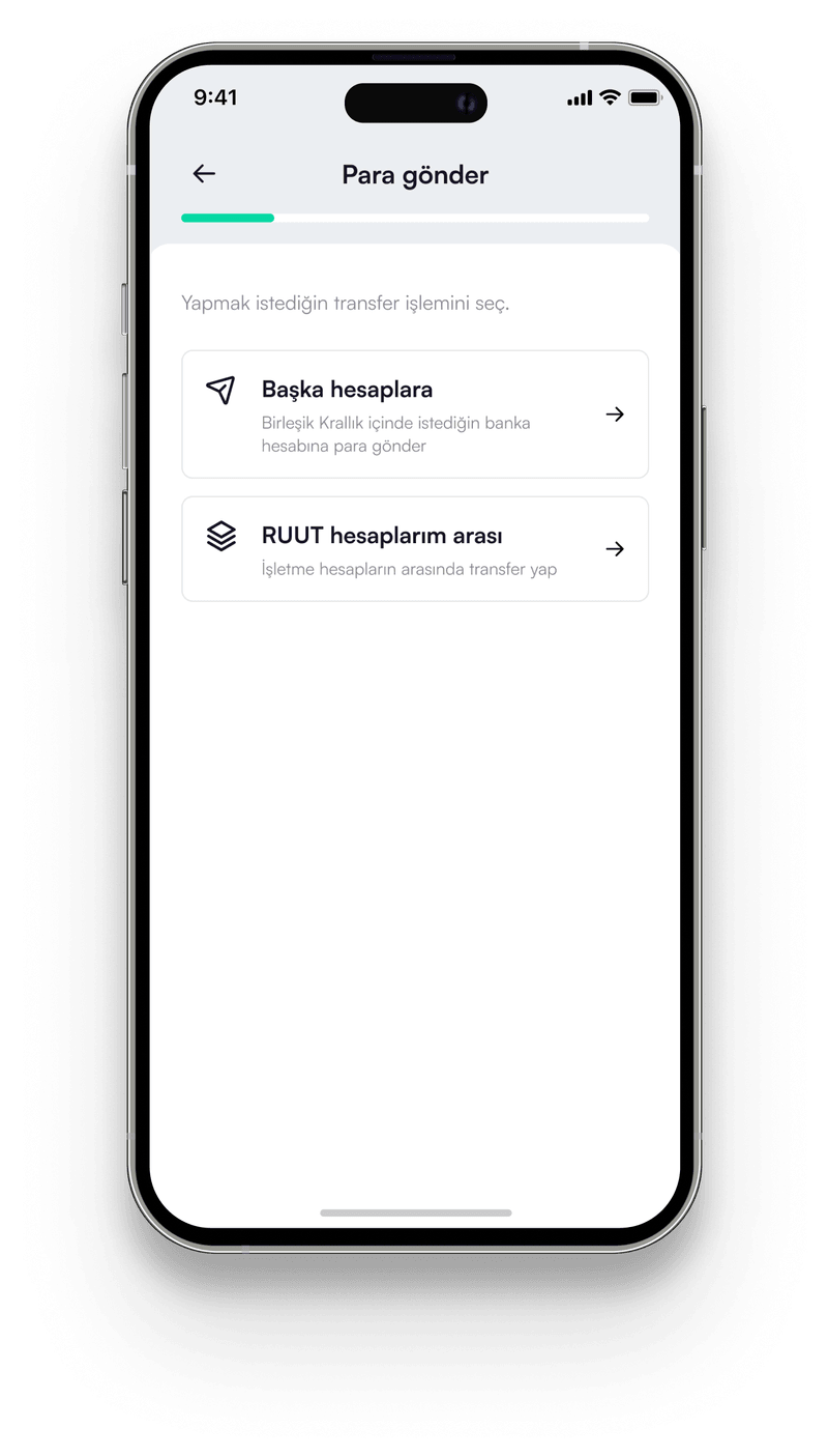 RUUT app — Send Money / Choose account screen